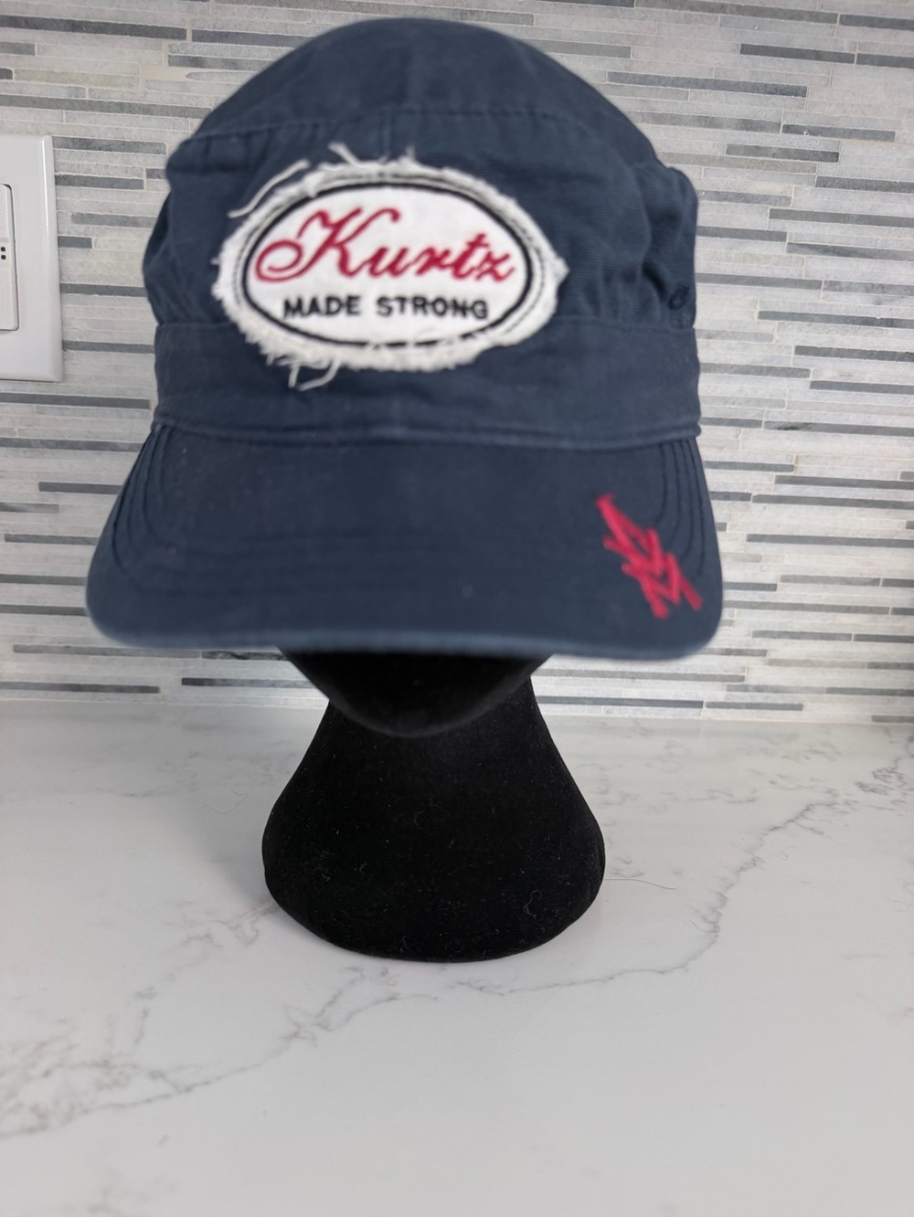 Vintage Kurtz Navy Cap with Red Accent size 6 7/8